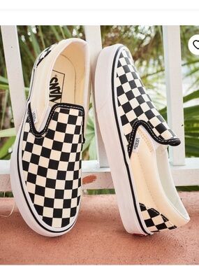 Vans Slip-On Checkerboard Skate Shoe - Black / White